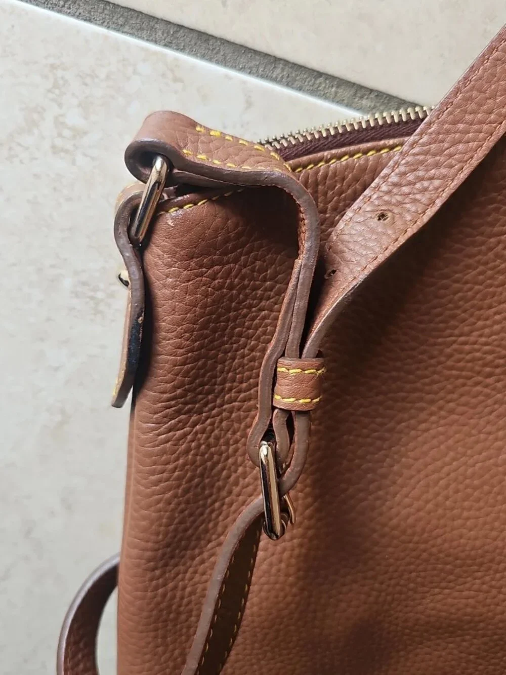 Dooney & Bourke Large Pebble Grain Leather Slouch Hobo Handbag